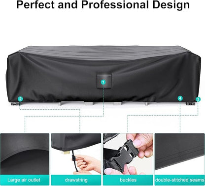 Waterproof Outdoor Patio Furniture Covers 98"L×78"W×30"H Black | Rain, Dust & UV Protection; Heavy-duty Oxford Resists Tears & Fading; Keeps Dining Tables & Chair Sets Dry on Patio & Deck