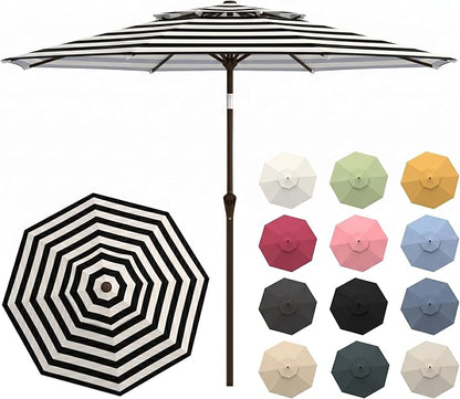 Patio Umbrella, 2 Tier Outdoor Table Umbrella, Large Vented Market Umbrellas with Push Button Tilt and Crank, 8 Sturdy Ribs for Backyard, Deck, Pool, UPF50+ UV Protection