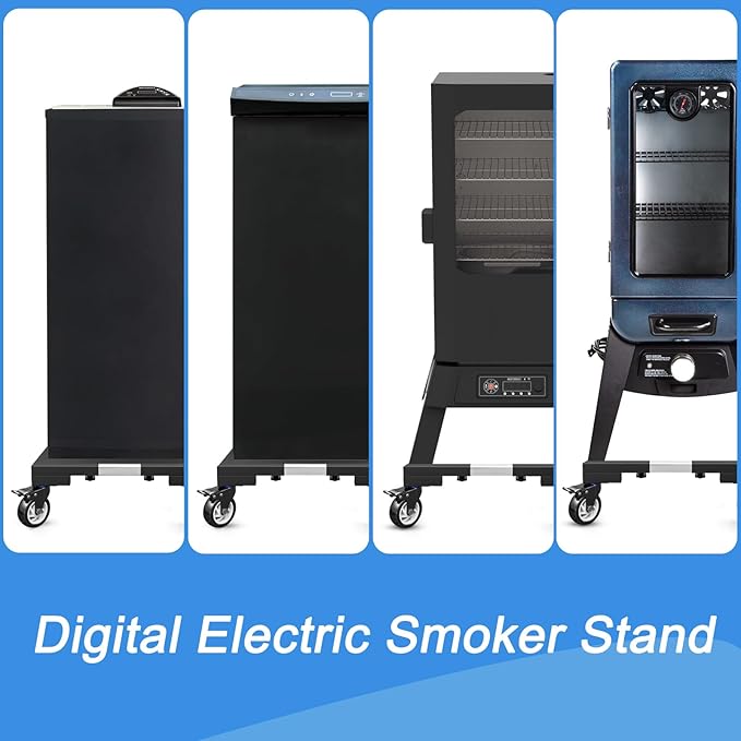 Heavy Duty All Steel Smoker Stand with 5 Inch Casters Wheels, for Vertical Electric Smoker&Digital Electric Smoker Universal Mobile Base