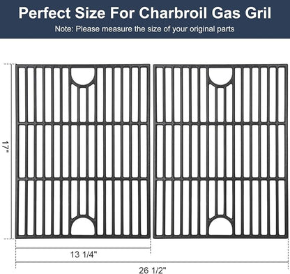 Criditpid Grill Replacement Parts for Charbroil 463241113 463449914 Gas Grill, Heat Plate Shields, Crossover Tubes, Igniters, Burner Tube & Cooking Grates for CharBroil Commercial 4-Burner Gas Grills