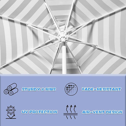9Ft Elegant Valance Patio Umbrella, Outdoor Umbrellas for Patio with Auto-Tilt and Crank Systerm, Table Umbrella for Outdoors, Poolside,Beach, Backyard
