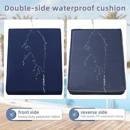 Favoyard Chaise Lounge Cushions Outdoor 72 x 21 x3 Inch Waterproof & 3-Year Fade Resistant Outdoor Lounge Chair Cushions with Removable Cover, Ties and Hidden Zipper for Patio Pool Lounge Chairs
