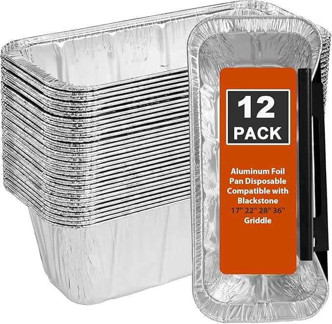 Grease Cup Liners Compatible with Blackstone Griddle 5017 - Griddle Accessories Disposable Grill Tray, Aluminum Foil Drip Pan Grease Catcher Cup Liner for 17, 22, 28, 36 Inch, 12 Pack