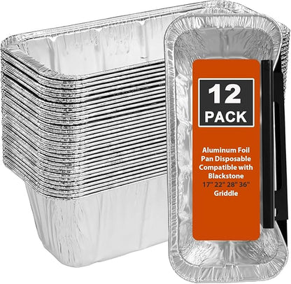 Grease Cup Liners Compatible with Blackstone Griddle 5017 - Griddle Accessories Disposable Grill Tray, Aluminum Foil Drip Pan Grease Catcher Cup Liner for 17, 22, 28, 36 Inch, 12 Pack