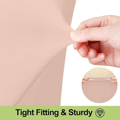 Smiry 2 Pack Spandex Elastic Fitted Table Cloth Skirt for 6FT Table | Stretch Washable Table Cloth, Banquet Table Cover for Wedding, Party, Indoor & Trade Shows, (Nude, 72Lx30Wx30H)