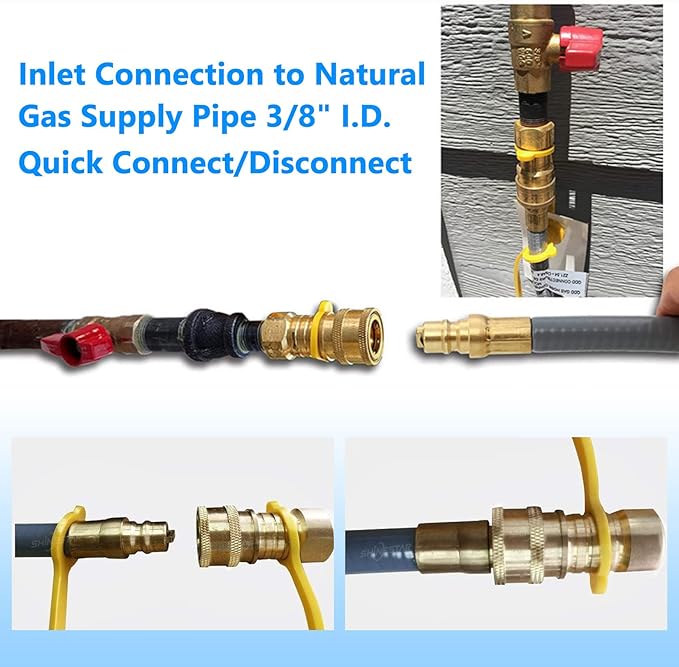 GasSaf 3/8 Inch ID Natural Gas Hose 24 Feet Quick Connect Gas Hose with 3/8 Female Pipe Thread x 3/8 Male Flare Conversion Kit for Gas Grill, Patio Heater, Generator and More