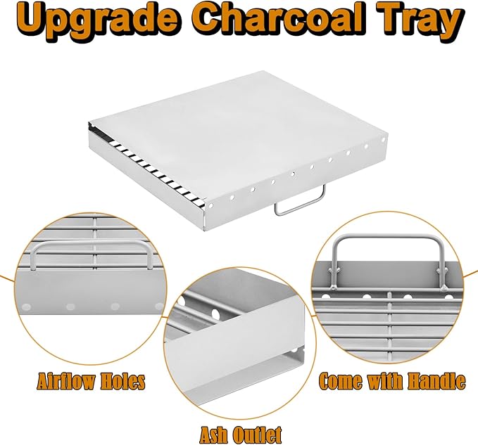 PS9900 47183T-21 Charcoal Tray Grill Replacement Parts for Smoke Hollow 47183T PS9500 HC4518L SH5000 SH7000 SH9916 PS9900-SY18 6500 6800 8500 Pro Series Charcoal Basket Holder Ash Pan Grill Parts