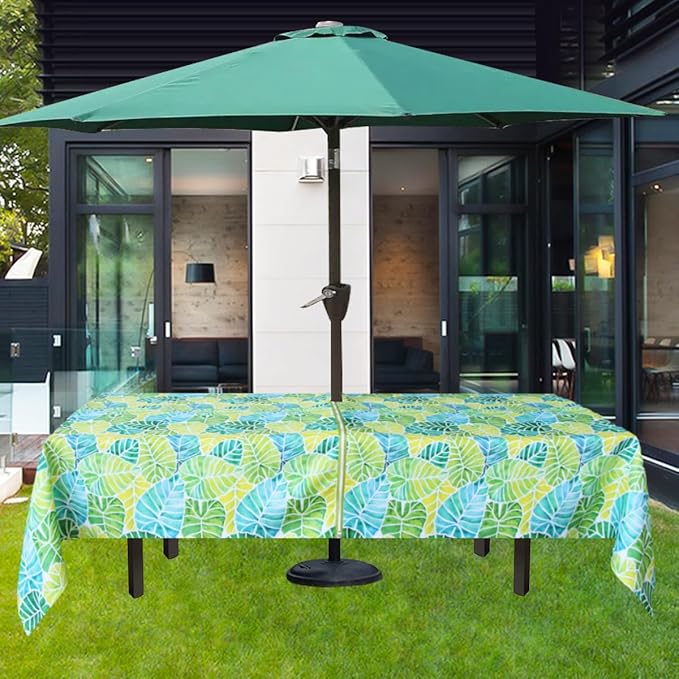 EHouseHome Outdoor and Indoor 60x84 inch Tablecloth with Umbrella Hole and Zipper, Waterproof Zippered Patio Table Cloths, Spring/Summer Table Covers for Backyard Circular Table/BBQs/Picnic