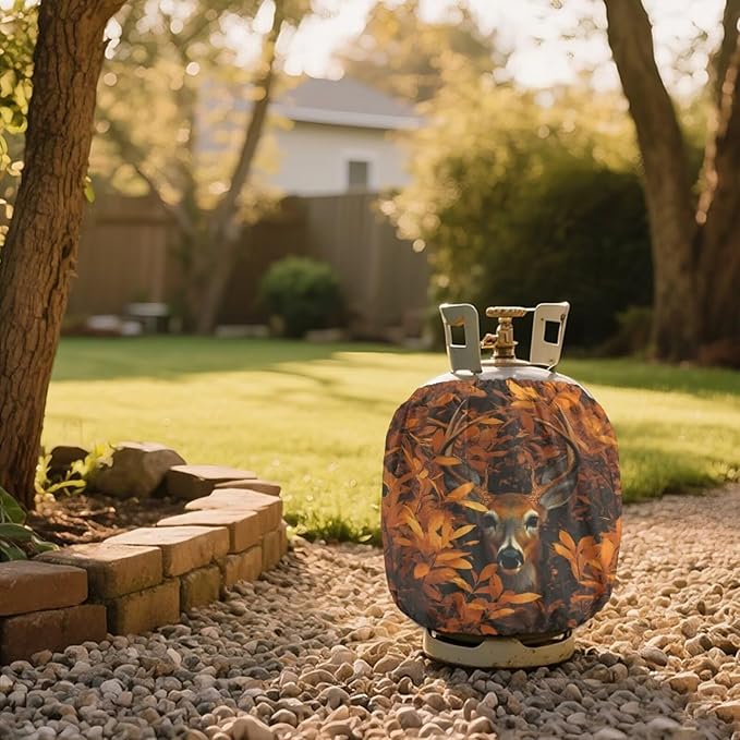 Camo Hunting Propane Tank Cover 20lb Waterproof Gas Tank Cylinder Cover for Outdoor Camping Yard Party Easy to Install Grill Accessories