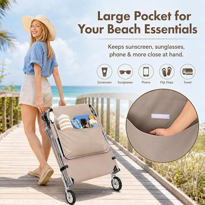 Wheel-To-Go Oversized Tanning Chair with Face Hole & Wheels | Portable Heavy Duty Folding Lounge Chair | Outside Sunbathing Reading Relaxing Beach Poolside Lawn | XL Wide | 330 LBS (Patent Design)