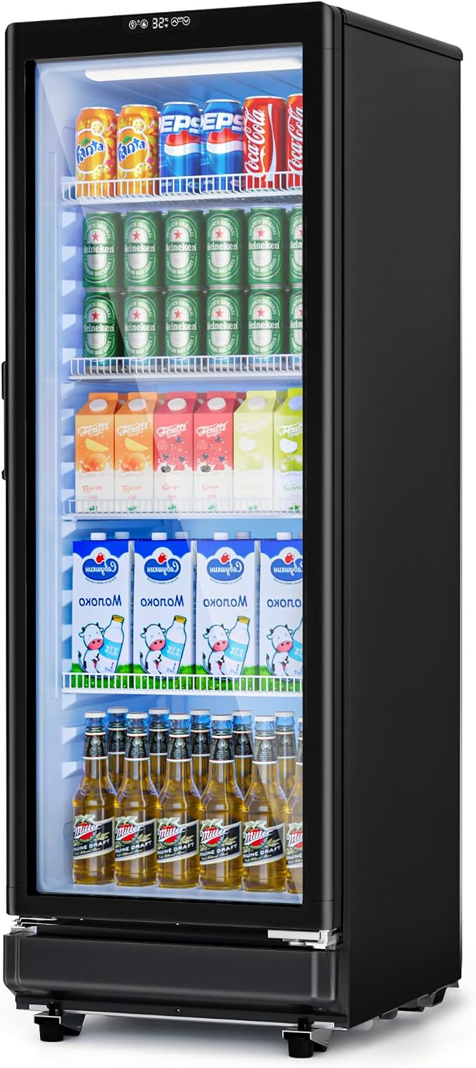 7 Cu.Ft Commercial Beverage Refrigerator with Glass Door | Double-Tempered Glass, Outdoor/Indoor Use, Bar/Office/Restaurant, Energy Efficient, Adjustable Shelving, Secure Lock