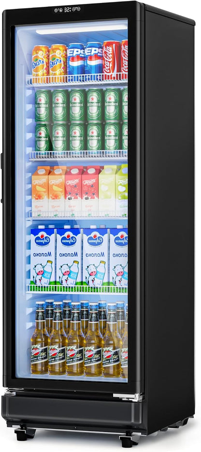7 Cu.Ft Commercial Beverage Refrigerator with Glass Door | Double-Tempered Glass, Outdoor/Indoor Use, Bar/Office/Restaurant, Energy Efficient, Adjustable Shelving, Secure Lock