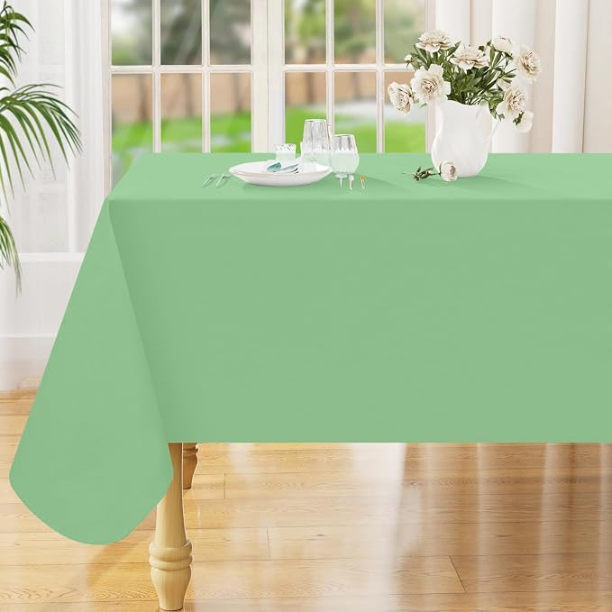 Smiry Square Table Cloth 60x60 Inch, Waterproof Wipeable Vinyl Tablecloths Protector, Oil Spill Proof Plastic Table Cover for Dining, Picnic, Camping, Outdoor, Sage Green