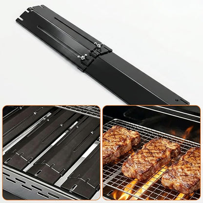 Universal Adjustable Grill Burner Covers Heat Shields Heat Plates Replacement Flame Covers Heat Tents Porcelain Steel Grill Replacement Parts Extends from 11.75" Up to 21" L (Pack of 3)