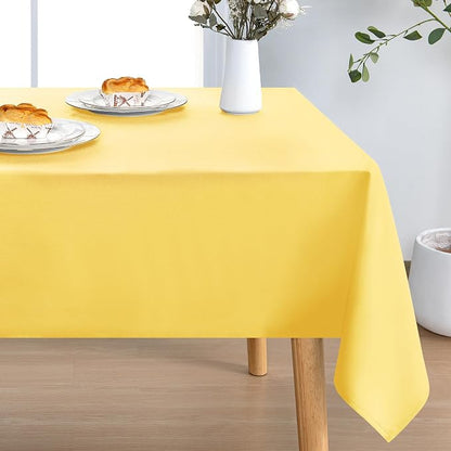 DWCN Waterproof Rectangle Tablecloth - 54 x 80 Inch - Stain and Wrinkle Resistant Washable Table Cloth, Decorative Fabric Table Cover for Kitchen Dining Room Party and Outdoor Use, Yellow