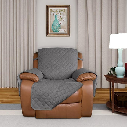 PureFit Reversible Recliner Chair Covers Couch Covers for Dogs, 28 in | Gray/Gray, Water Resistant Couch Protector, Washable Pet Couch Cover with Non Slip and Elastic Straps For Kids