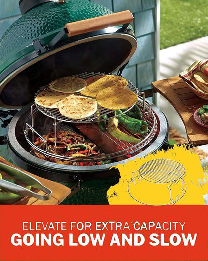 for Big Green Egg-XL 5-Piece Upgraded Replacement Kit for Large Eggspander, Including Multi-Function Grill Rack,Conveggtor Basket, Made of Stainless Steel, Expanded Cooking System