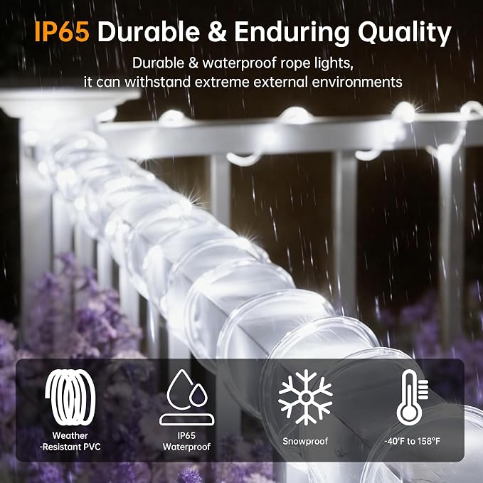 Solar Rope Lights for Outside, 2 Packs Total 132ft 400 LED Solar String Lights with 8 Modes, Waterproof Solar Outdoor Light for Patio Garden Party Tree Porch Pool Holiday Xmas Decor- White