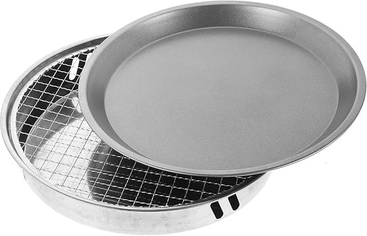 Toyvian Disposable 28cm Outdoor Charcoal Grill Portable Barbecue Stove with Non-stick Grill Plate, Camping Bbq Tool Set with Brush Accessory for Backyard Picnic and Travel Random Color