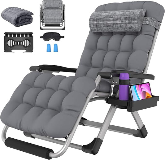 Suteck Oversized Zero Gravity Chair,500LBS 33In XXL Outdoor Recliner Chairs | w/Removable Cushion&Headrest, Camping Lounge Chair w/ Upgraded Lock&Footrest, Reclining Patio Chairs for Indoor Outdoor