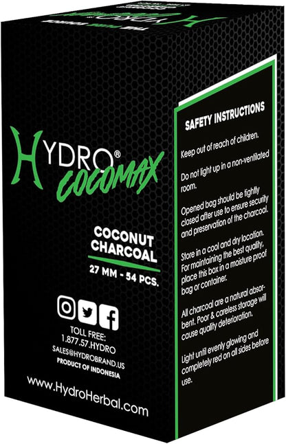 Hydro Coconut Charcoal - Ultimate Grilling & BBQ Experience with Cubes Made of Coconut Shell, Long-Lasting Odorless Charcoal - (1 KG)