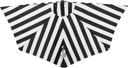 JONATHAN Y Beverly 9 ft. Striped Half Umbrella, Black/Dark Brown | Coastal Scalloped Fringe, Crank Lift, 30 Degree Manual Tilt, UV 50 Polyester Canopy, Aluminum Frame, Space Saving Design