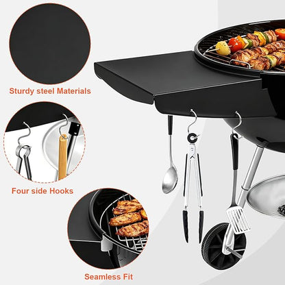 Upgraded Grill Table Shelf for Kettle Grills 22 Inch, Side Table Shelf Replaces Weber Master Touch & Original Charcoal Grill, Grill Accessories for Weber Kettle, Outdoor Steel BBQ Table Shelf