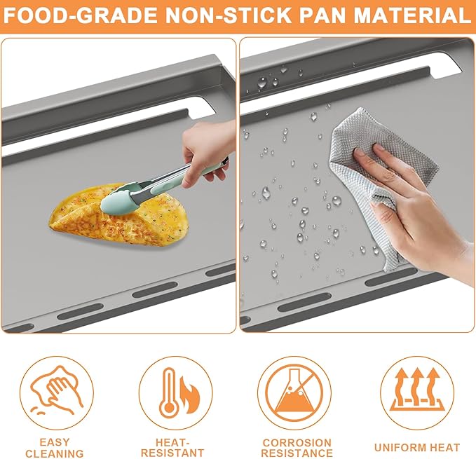 65937 Full Size Griddle for Weber Genesis 300 Replacement Parts Genesis E310 E320 E330 S310 S320 S330 EP310 EP320 EP330 Grill Flat Top Insert with Handles, for Weber 7524 7528 Accessories,Carbon Steel