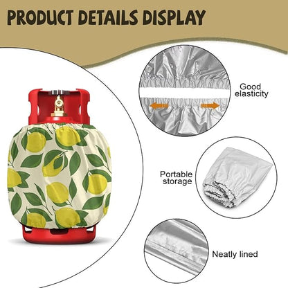 Lemon Propane Tank Cover Fits Standard 20 lb Tank Cylinde Travel Trailer Propane Covers with Elastic Slip in Gas Cover Water & Wear-Resistant for Outdoor and Indoor Use