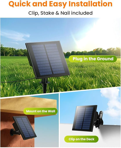 VOLIVO 54FT ST38 Solar String Lights Waterproof Outdoor Patio Lights | with Remote & USB Port, 16+1 LED Shatterproof Bulbs, 8 Lighting Modes, Dimmable Solar Light for Camping Backyard Garden