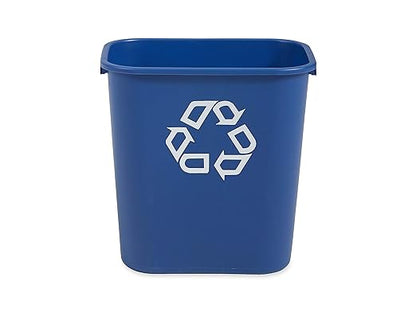 Rubbermaid Commercial Products Deskside Recycling Can, 7-Gallon/28-Quart, Blue Recycling Symbol, Plastic, for Bedroom/Bathroom/Office/Under Desk/Sink