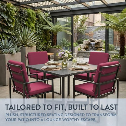 California Umbrella Outdoor Dining Chair, Set of 4 Patio Seat Cushions, 20 x 40 Inch, Premium Outdoor Memory Foam, Fade Resistant, Sunbrella Fabric, Fabric Ties, Hot Pink
