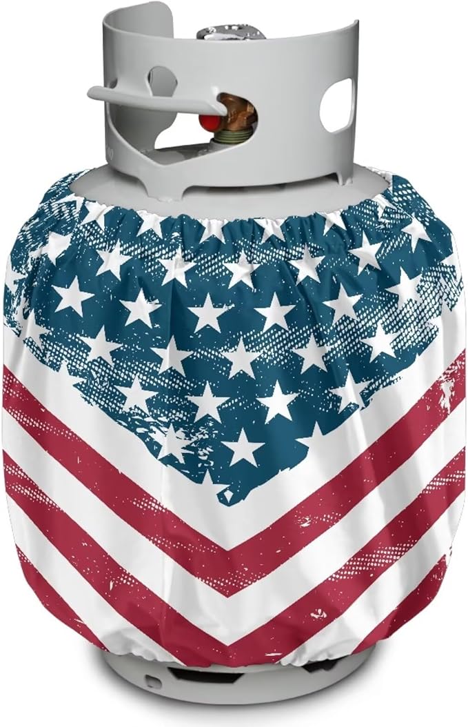 Propane Tank Cover 20lb for 4Th of July Gas Tank Cover Outdoor 600D Heavy Duty Waterproof Covers Fits Standard 20 lb Cylinder, 13.7'' x 16.5'' USA Flag