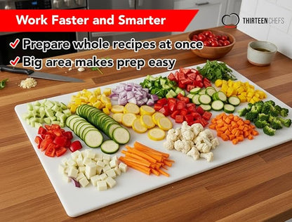 Thirteen Chefs Extra Large 30 x 18 Inch Cutting Board for Meats, Game and Fish – 1/2 Inch Thick HDPP Plastic for Food Service, 10 pounds