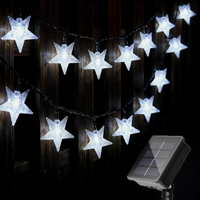 Twinkle Solar Star String Lights Outdoor Waterproof Fairy Lights 39FT 100 LED with 8 Lighting Modes for Camping Garden Wedding Party Tree Holidays Backyard Patio (Cool White)