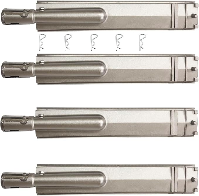HONSIN 4 Set Heavy Duty Cast Stainless Steel Grill Burners for Bull, Premium Outdoor BBQ Gas Grill Burner Replacements for Bull, Cal Flame, Blaze, Aussie, Bakers & Chefs, Thermos Turbo CharBroil