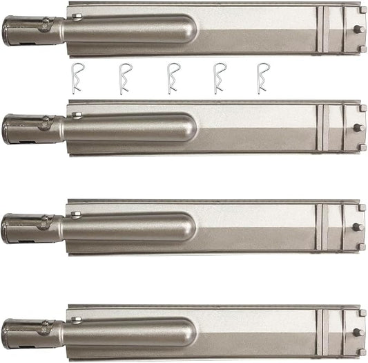 HONSIN 4 Set Heavy Duty Cast Stainless Steel Grill Burners for Bull, Premium Outdoor BBQ Gas Grill Burner Replacements for Bull, Cal Flame, Blaze, Aussie, Bakers & Chefs, Thermos Turbo CharBroil