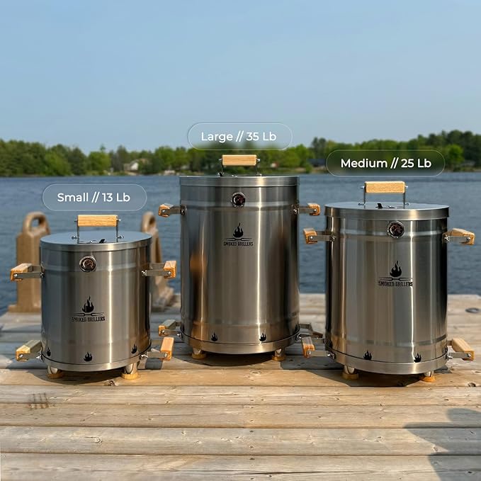 Barrel Smoker Grill Combo | 100% 304 Stainless Steel Barrel | 95% Less Smoke, Even Heat | Easy to Use & Clean – Vertical Smoker Ideal for Balconies and Backyards (SMALL-13 LBS)