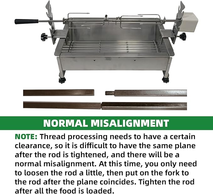 Rotisserie Kit Universal Replacement 5078a Quick Install Portable Spit Grill Outdoor Camping BBQ Three Heights Adjustable Length Cooking Tool Roaster Accessories Chicken Fork Heavy Duty Motor DC 5V