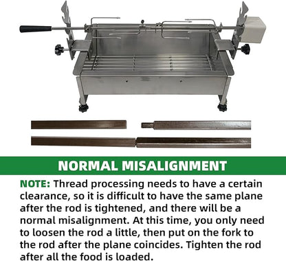 Rotisserie Kit Universal Replacement 5078a Quick Install Portable Spit Grill Outdoor Camping BBQ Three Heights Adjustable Length Cooking Tool Roaster Accessories Chicken Fork Heavy Duty Motor DC 5V