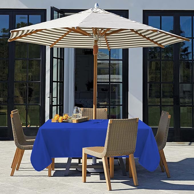 Fitable Square Outdoor and Indoor Tablecloth, Blue, 60 x 60 Inch | Washable Waterproof Wrinkle Free Table Cover, Zipper and Umbrella Hole, For Spring Summer Party Picnic Camping Patio