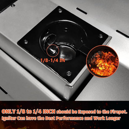 Upgraded Fire Burn Pot and Hot Rod Ignitor Kit Replacement Parts for Traeger, Pit Boss & Camp Chef Pellet Grill Smoker, Durable Fire Burner Pot with Ash Remover, Screws & Fuse, Enamel Fire Pot