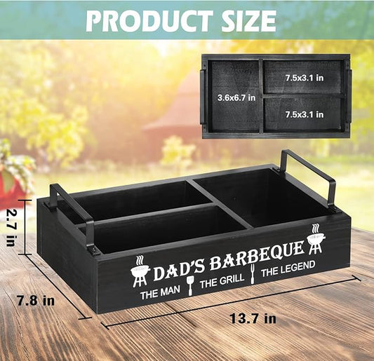 Grill Utensil Caddy, BBQ Accessories Storage Box, Picnic Condiment Caddy, BBQ Organizer for Camping Outdoor, Ideal Organizer for Picnic Condiment and Outdoor Griddle Accessories
