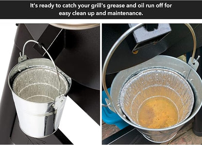 Stanbroil Grill Grease Bucket for Traeger/Pit Boss Outdoor BBQ, 10-Pack with Heat-Resistant Liners, Silver
