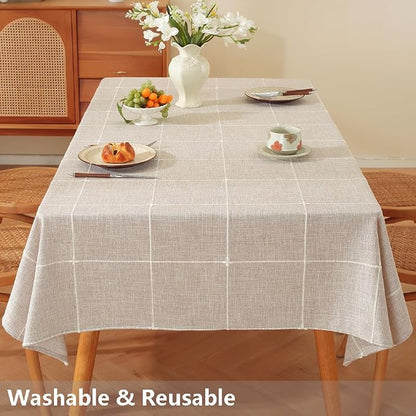 TruDelve Cloth Tablecloths Table Cloths for RectangleTables Cotton Oblong Tablecloth for Dining Table Cover(Linen,86"x52",Rectangular)