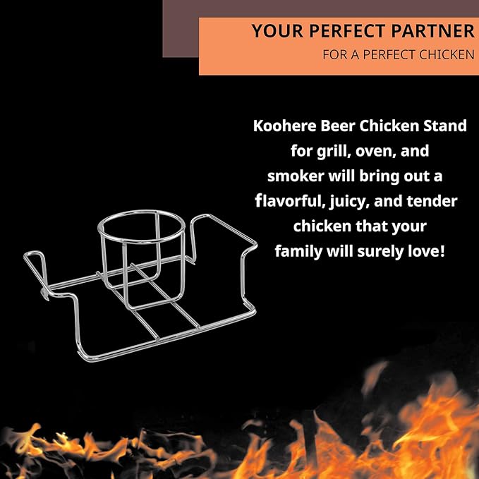 Beer Can Chicken Holder for Grill and Smoker, Premium Grade Stainless Steel Beer Chicken Stand with Handle