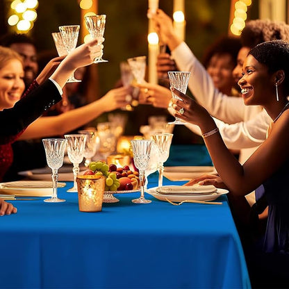 54 Inch X 100 Feet Plastic Table Cover Roll Premium Disposable Plastic Tablecloth for All Type/Shape Tables | Picnic, Party, Banquet, Birthdays, Weddings (Blue, 54 Inch X 100 Feet)