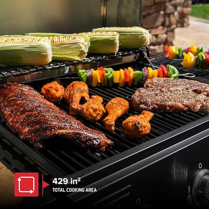 Nexgrill 3-Burner Propane Gas Grill with Side Tables, 27,000BTUs, Stainless Steel Lid, Spacious 429 SQ. In. Cooking Space, BBQ Grill for Outdoor Cooking, Patios, Parties, and More - 720-1012