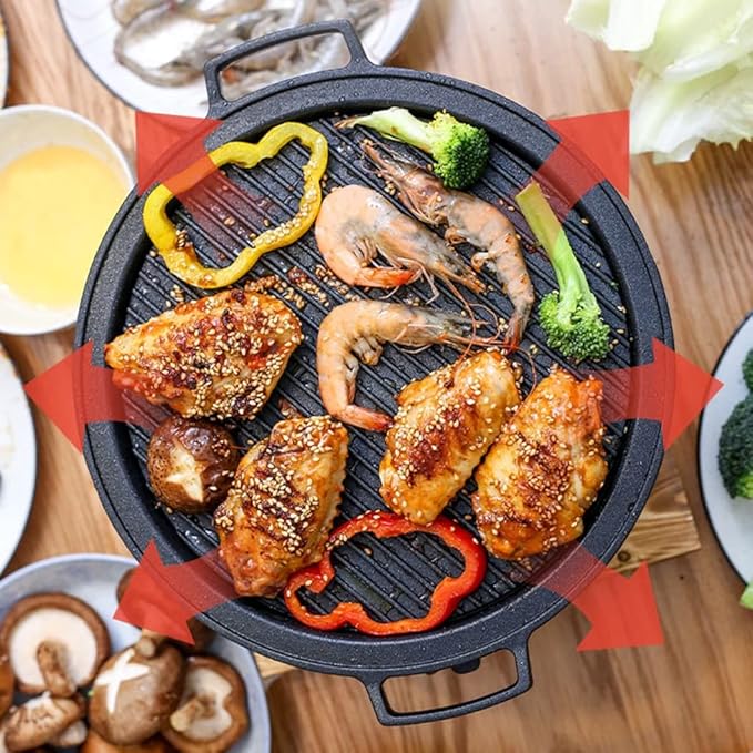 Portable Charcoal BBQ Grill, Table Barbecue Grill with Non-Stick Baking pan,Outdoor Camping Stove for Picnic Garden Balcony (Black 25 * 25cm)