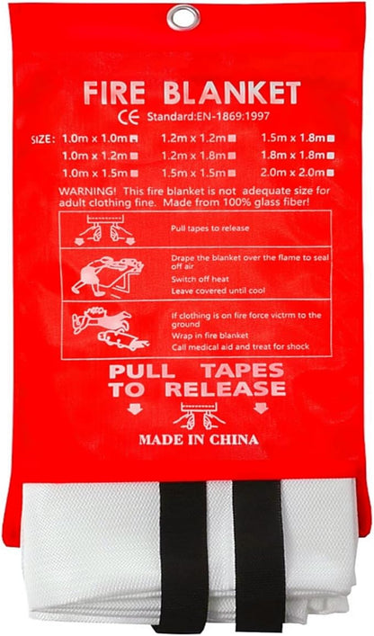 Fire Blanket 40"x40" - Reusable Emergency Fire Suppression for Kitchen, Grill, Home, Camping,Car,Fireplace, School, BBQ & Office (1 Pack)